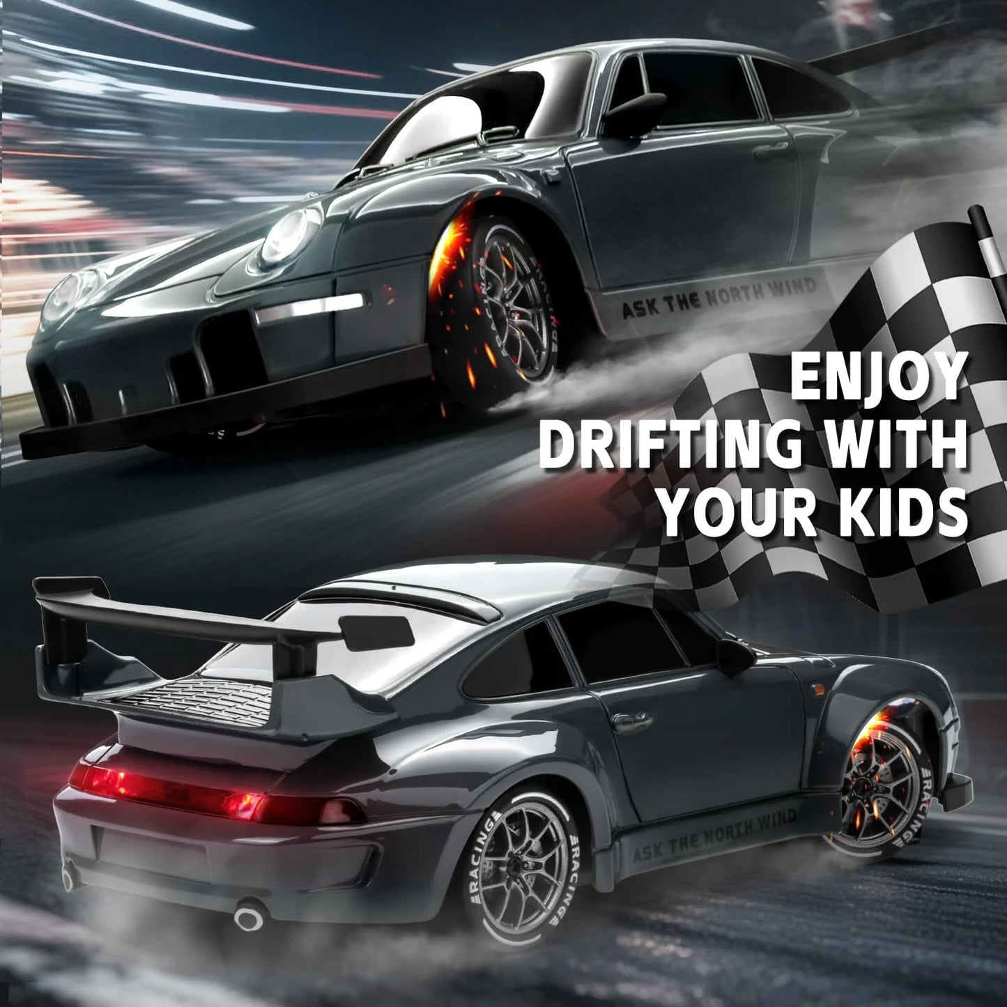 Voiture RC Drift 4x4 avec Phares LED – 1:24, 20 km/h, Télécommande 2.4GHz