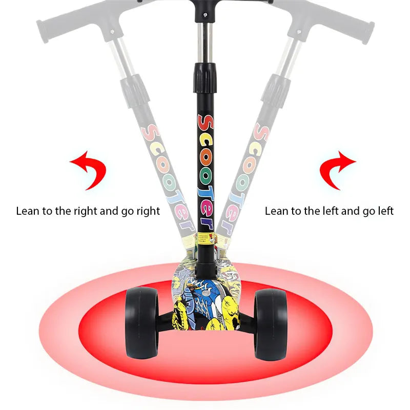 Trottinette enfant 3 roues à motifs graffiti – Réglable et lumineuse