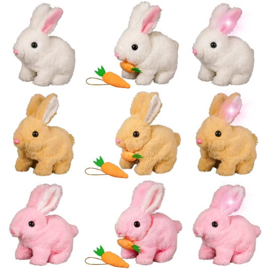 Lapin Interactif Électrique – Peluche qui Marche et Remue les Oreilles