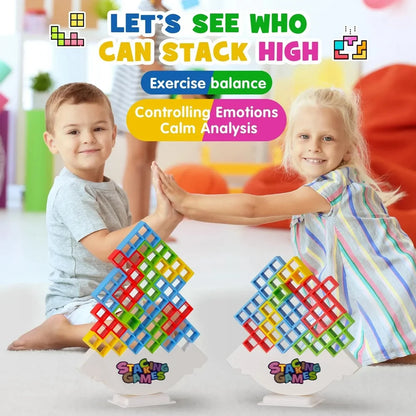 Jeu d’Équilibre en Blocs – Tour Tétris à Empiler pour Enfants et Adultes