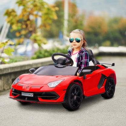 Voiture Électrique Enfant HOMCOM Lamborghini Officielle – 12V avec Musique, Phares et Portes Papillon