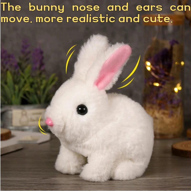 Lapin Interactif Électrique – Peluche qui Marche et Remue les Oreilles