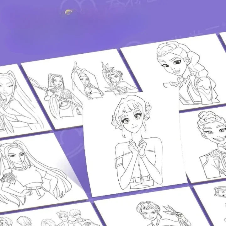 Livre de Coloriage Demon Hunter K-Pop – Cadeau Créatif pour Enfants et Adolescents