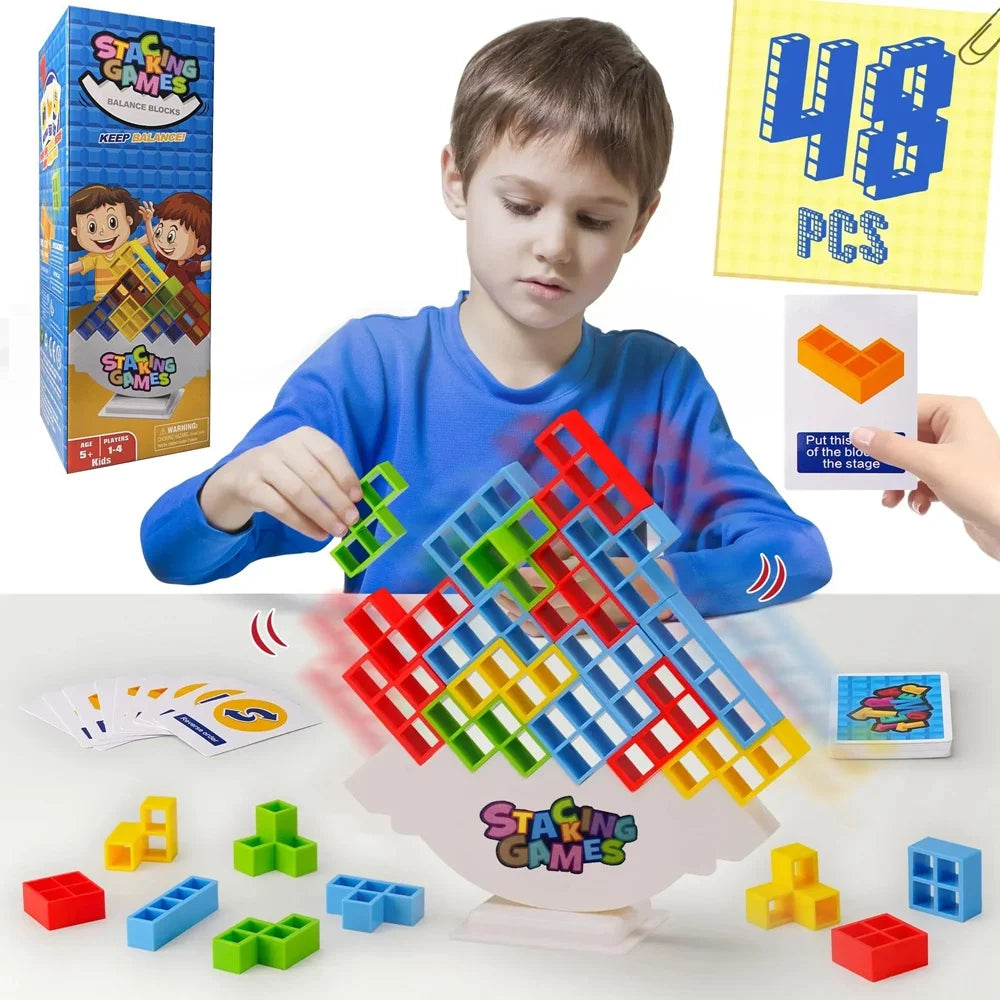 Jeu d’Équilibre en Blocs – Tour Tétris à Empiler pour Enfants et Adultes