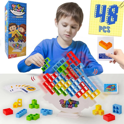 Jeu d’Équilibre en Blocs – Tour Tétris à Empiler pour Enfants et Adultes