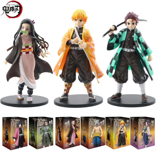 Figurines Demon Slayer – Tanjiro, Nezuko, Zenitsu & Inosuke (15 cm)
