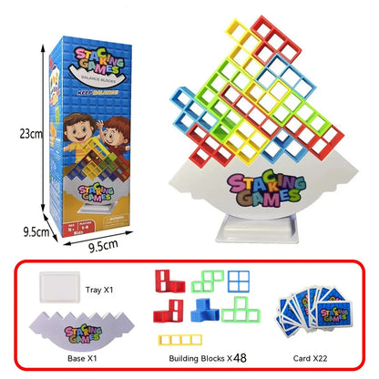 Jeu d’Équilibre en Blocs – Tour Tétris à Empiler pour Enfants et Adultes