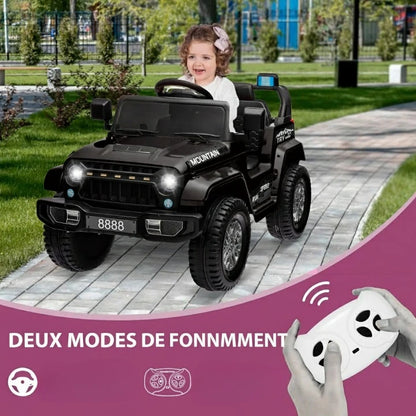 Voiture Électrique Enfant 12V avec Télécommande, Bluetooth, Musique et Phares LED