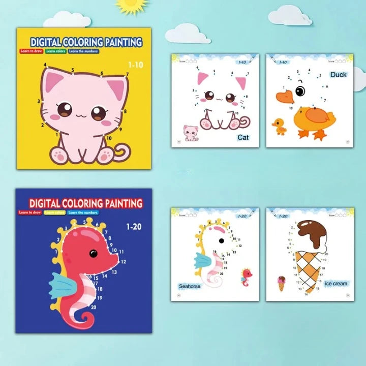 Livre de Dessin et d’Apprentissage – Cahier de Gribouillage et de Chiffres pour Enfants