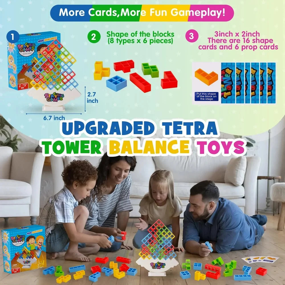 Jeu d’Équilibre en Blocs – Tour Tétris à Empiler pour Enfants et Adultes