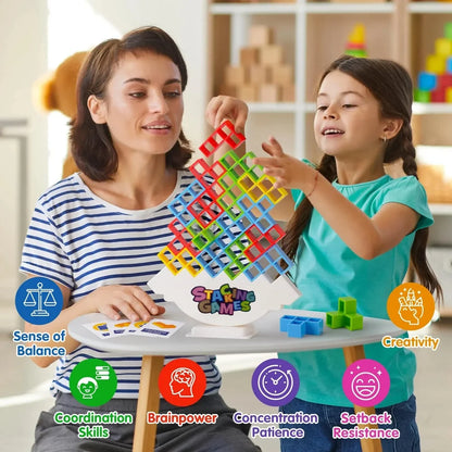 Jeu d’Équilibre en Blocs – Tour Tétris à Empiler pour Enfants et Adultes