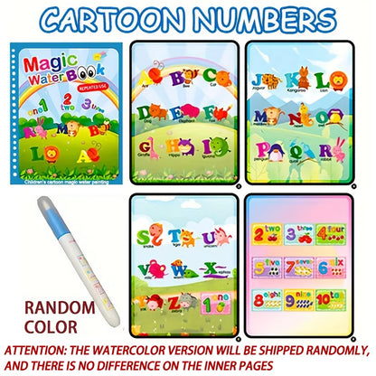 Livre Magique à l’Eau Réutilisable – Livre de Coloriage Éducatif sans Peinture pour Enfants (en Anglais)