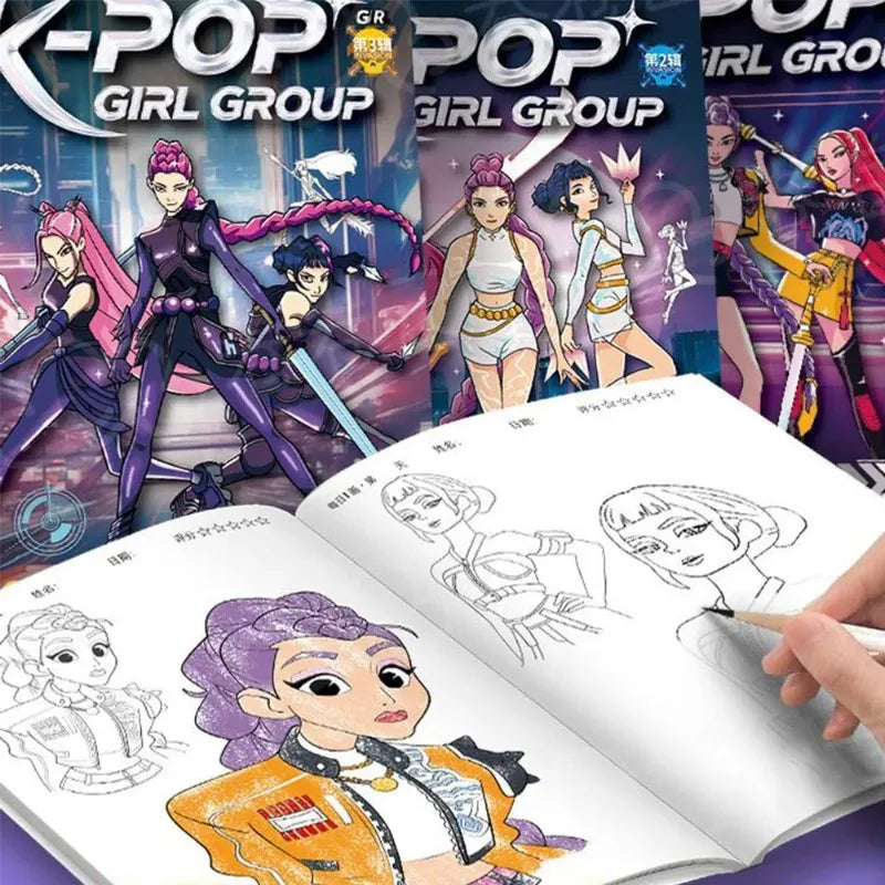 Livre de Coloriage Demon Hunter K-Pop – Cadeau Créatif pour Enfants et Adolescents