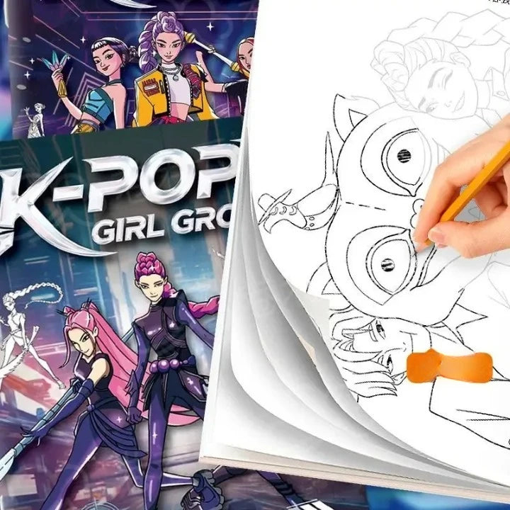 Livre de Coloriage Demon Hunter K-Pop – Cadeau Créatif pour Enfants et Adolescents