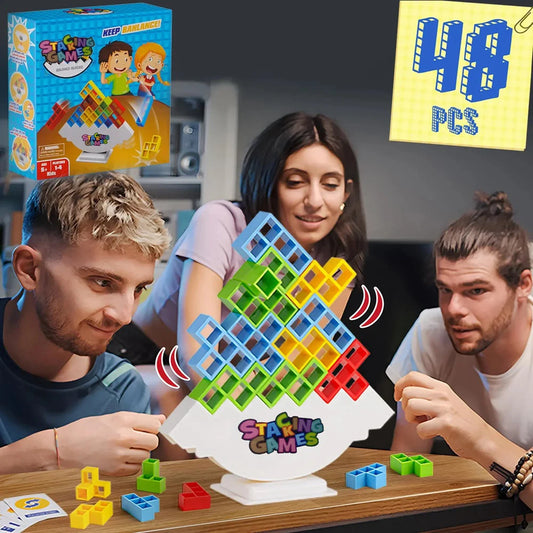 Jeu d’Équilibre en Blocs – Tour Tétris à Empiler pour Enfants et Adultes