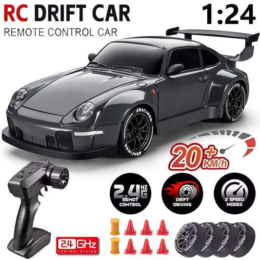 Voiture RC Drift 4x4 avec Phares LED – 1:24, 20 km/h, Télécommande 2.4GHz