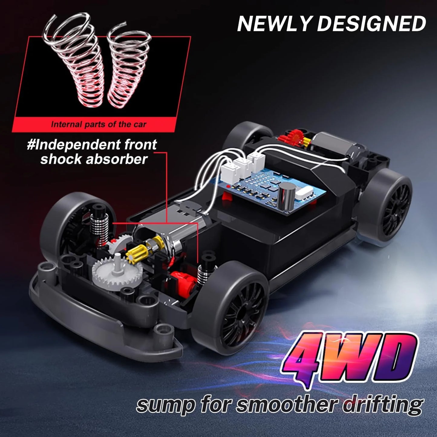 Voiture RC Drift 4x4 avec Phares LED – 1:24, 20 km/h, Télécommande 2.4GHz